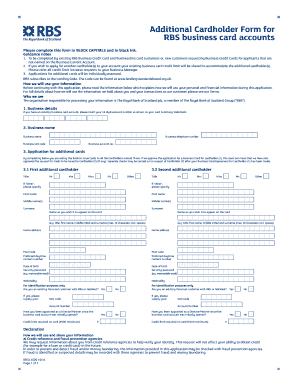 RBS Business Card Additional Cardholder Form