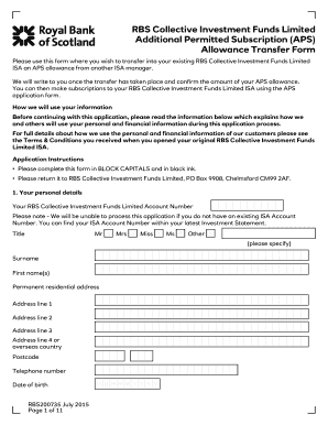 RBS Additional Permitted Subscription Allowance Transfer Form