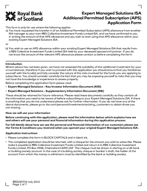 Expert Managed Solutions ISA Additional Permitted Subscription Application