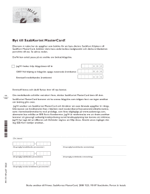 SaabKortet MasterCard Application Form