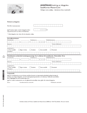 SaabKortet MasterCard Credit Limit Change Application