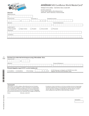 SAS EuroBonus World MasterCard Application