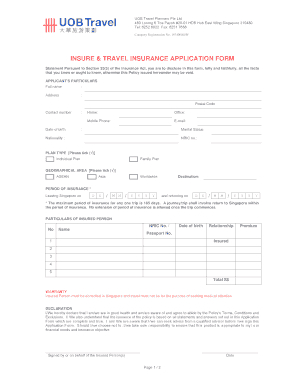Insure & Travel Insurance Application Form