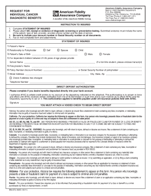 American Fidelity Cancer Diagnostic Benefits Form