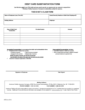 Debit Card Substantiation Form