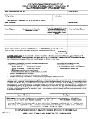 Expense Reimbursement Voucher for Health FSA or HRA