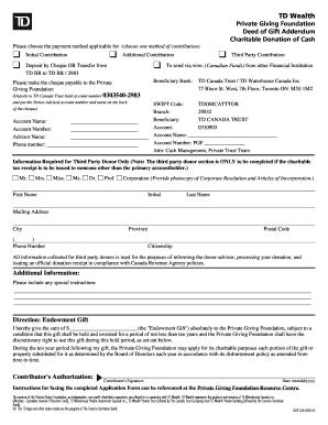 TD Wealth Private Giving Foundation Deed of Gift Addendum