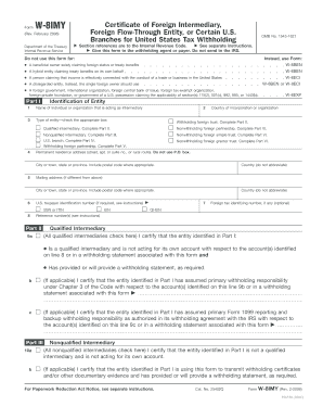 Form W-8IMY Certificate of Foreign Intermediary