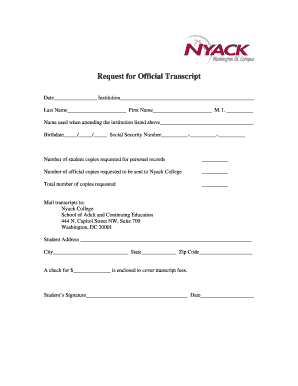 Request for Official Transcript