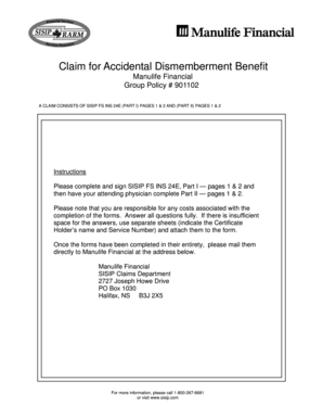 SISIP FS INS 24E Accidental Dismemberment Claim Form