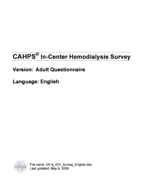 CAHPS In-Center Hemodialysis Survey