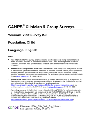 CAHPS Child Visit Survey 2.0
