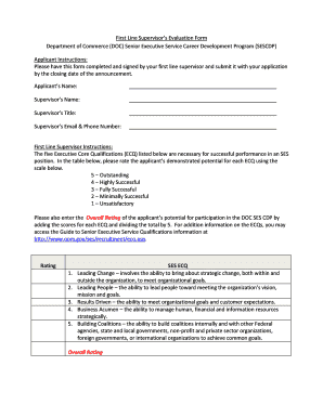 First Line Supervisor’s Evaluation Form