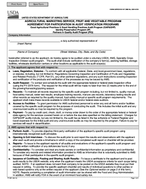 USDA Audit Verification Program Agreement