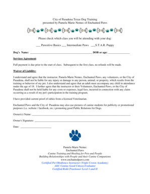 Executive project status report template - City of Pasadena Texas Dog Training presented by Pamela - ci pasadena tx