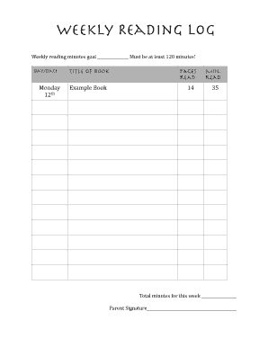 Weekly Reading Log