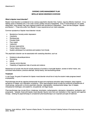 Chronic Care Management Plan for Bipolar Mood Disorder
