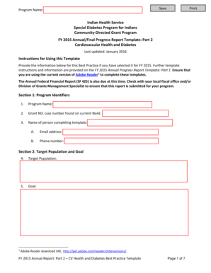 Special Diabetes Program for Indians Community-Directed Grant Program FY 2015 Annual Progress Report - Part 2 Cardiovascular Health and Diabetes Best Practice template Special Diabetes Program for Indians Community-Directed Grant Program FY