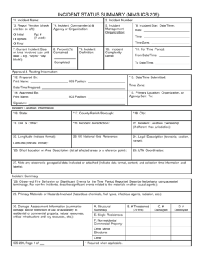 Incident Status Summary Form ICS 209