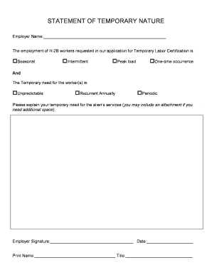 H-2B Temporary Labor Certification Statement
