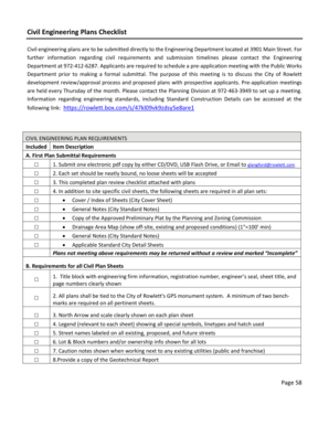 Customer information questionnaire - Civil Engineering Plans Checklist - Rowlett TX - ci rowlett tx