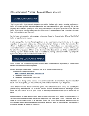 Tfp agreement - Complaint Process and Form - Sherman - ci sherman tx