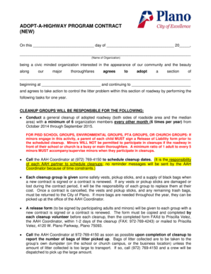 Photography invoice template - ADOPT-A-HIGHWAY PROGRAM CONTRACT NEW - Plano - plano