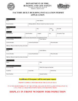 Factory-Built Building Installation Permit Application