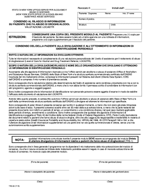 Consenso al rilascio di informazioni su paziente che fa abuso di droghe/alcool