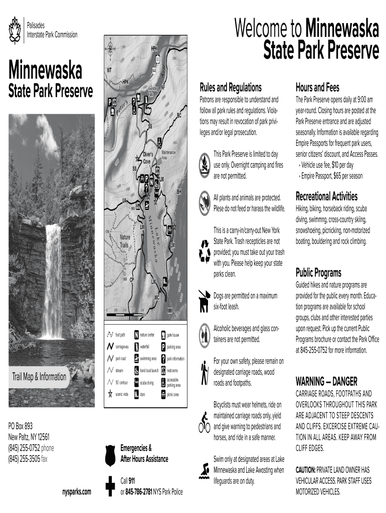 Fillable Online parks ny Minnewaska State Park Trail Map Minnewaska ...