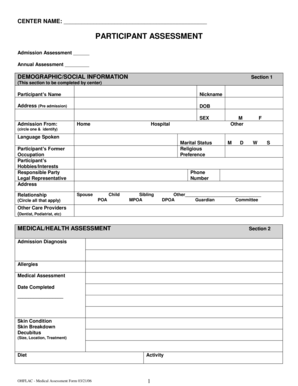 OHFLAC Medical Assessment Form