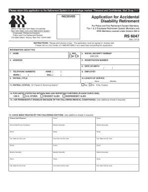 Application for Accidental Disability Retirement