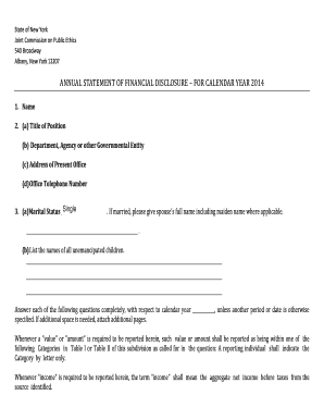 New York Annual Statement of Financial Disclosure
