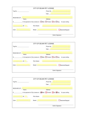 Sign in sheet template - CITY OF SELMA PET LICENSE - Official Website - ci selma tx