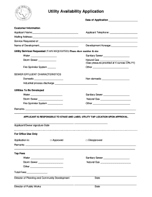 Equipment issue form template word - Utility Availability Application - cisealytxus