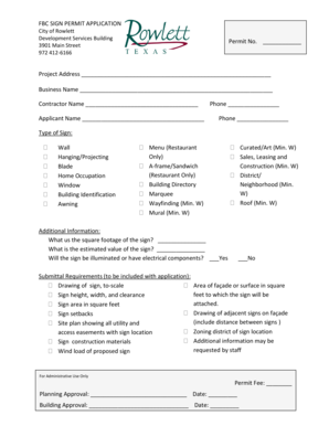 Competitor analysis template word - FBC SIGN PERMIT APPLICATION City of Rowlett Development - ci rowlett tx