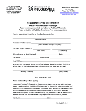 Utility Service Disconnection Request