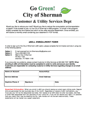 Cv full form - EBILL ENROLLMENT FORM - Sherman