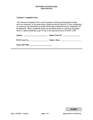 Customer Complaint Form