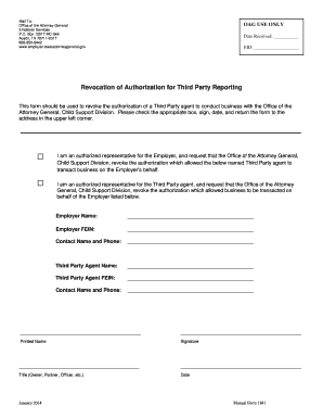 Revocation of Authorization for Third Party Reporting