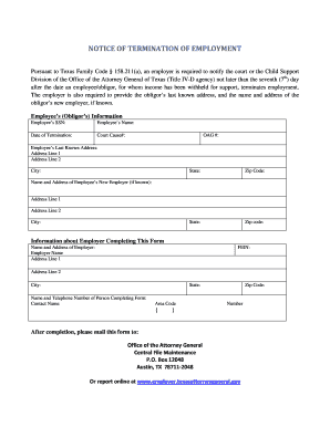Texas Employment Termination Notice