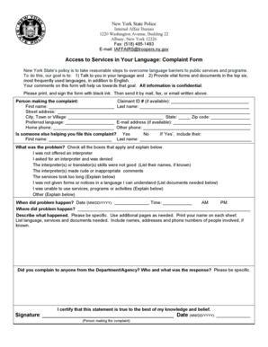 New York State Police Complaint Form