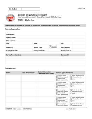 HCBS Settings Assessment Form