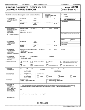 Texas Judicial Candidate Campaign Finance Report