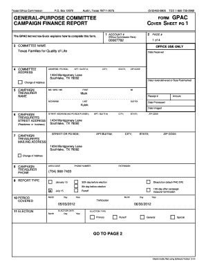 Texas General-Purpose Committee Campaign Finance Report