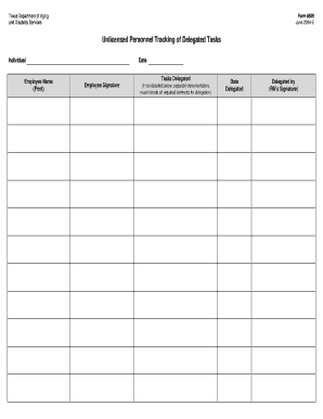 Texas Unlicensed Personnel Task Delegation Form