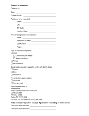 Request for Inspection Form