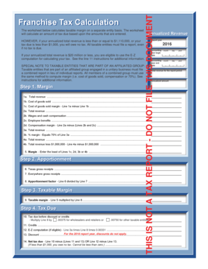 Texas Franchise Tax Calculation Form