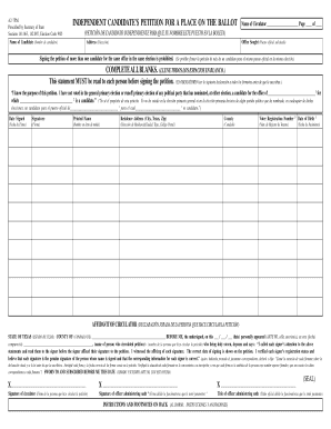 Texas Independent Candidate's Ballot Petition