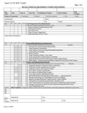 Texas Retail Food Establishment Inspection Report